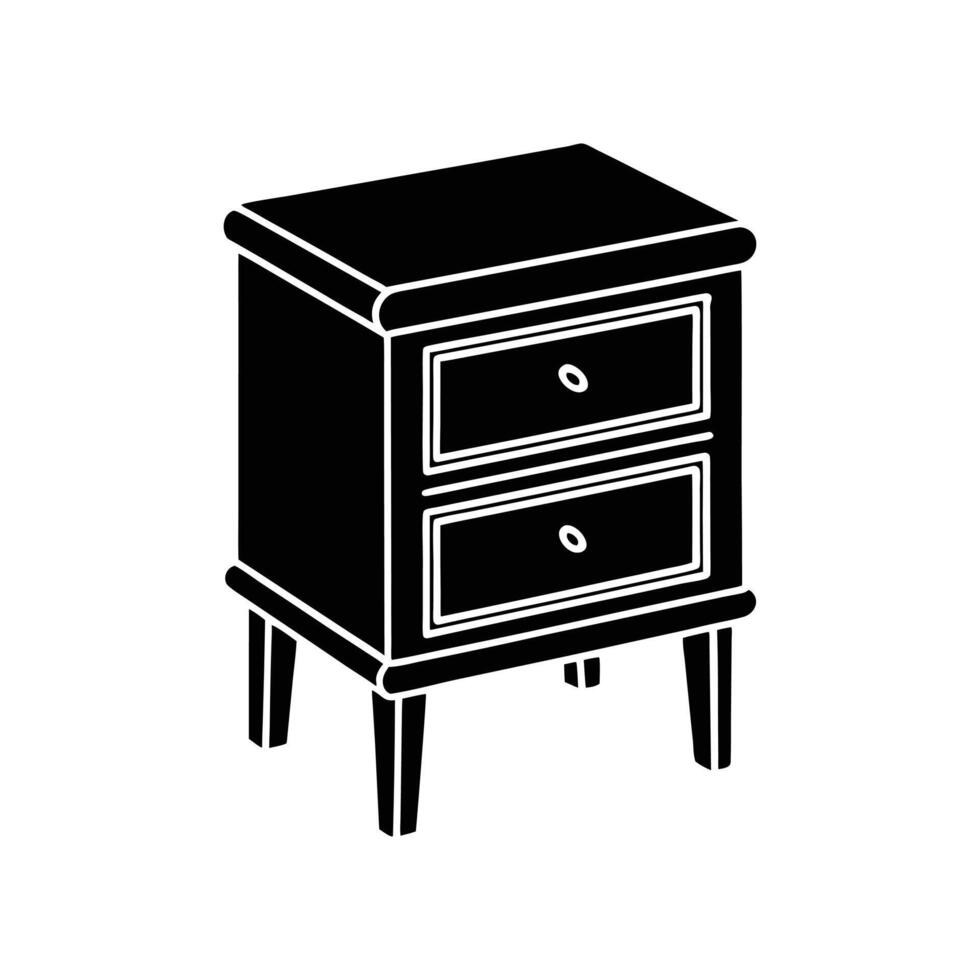 bedside table silhouette illustration vector