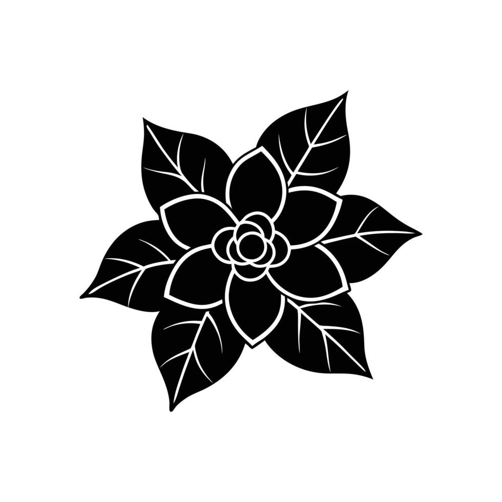 flower silhouette, gardenia icon illustration vector