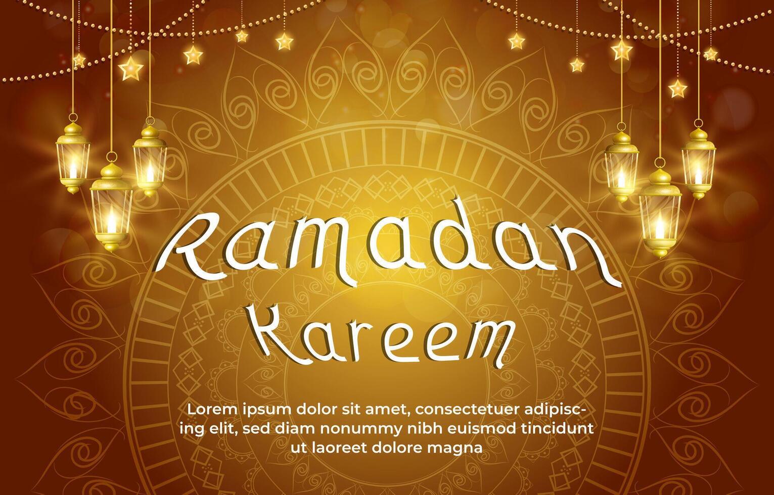 ramadan kareem 2025 template banner with beautiful islamic ornament with brown background design 025 vector