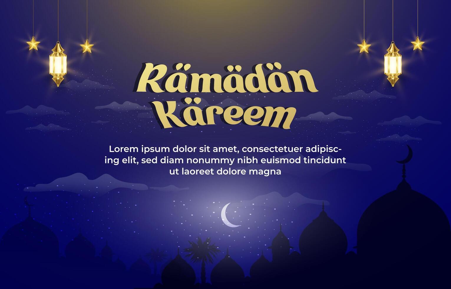 ramadan kareem 2025 template banner with beautiful islamic ornament with blue background design 056 vector