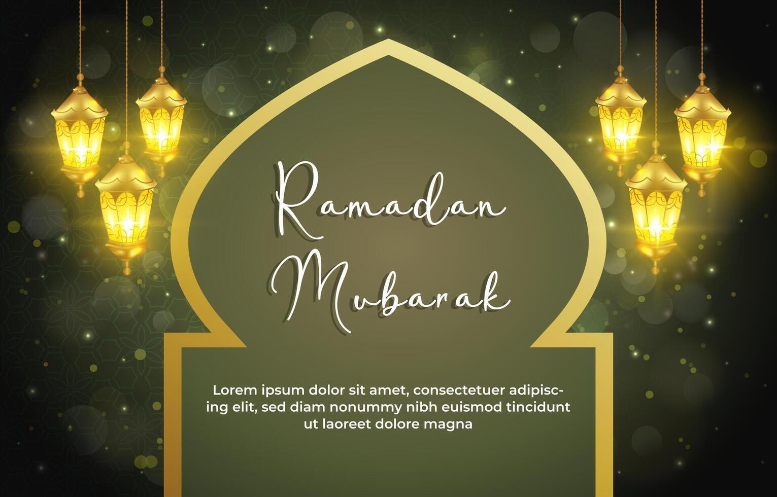 ramadan mubarak 2025 template banner with beautiful islamic ornament with green background design 032 vector