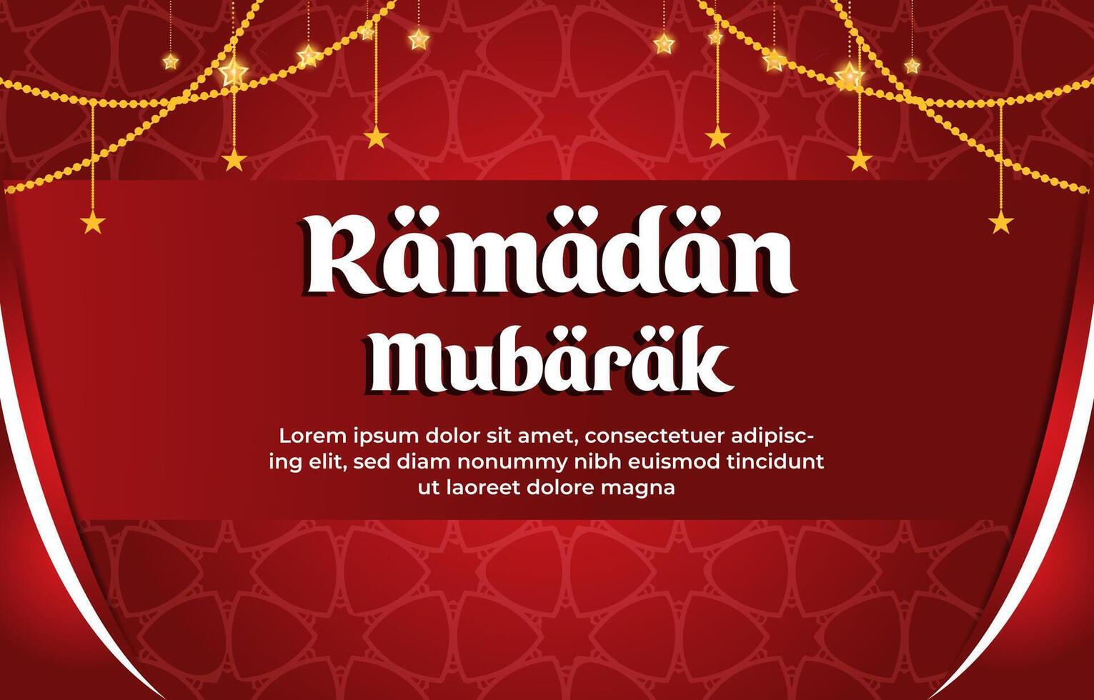 ramadan mubarak 2025 template banner with beautiful islamic ornament with red background design 040 vector