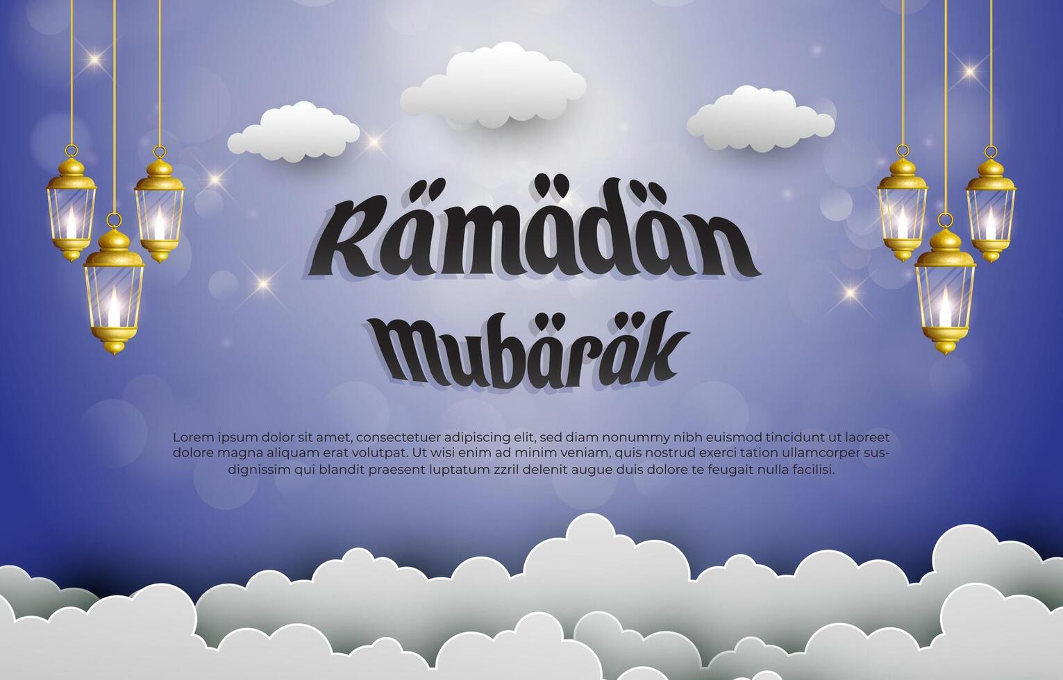 ramadan mubarak 2025 template banner with beautiful islamic ornament with blue background design 037 vector