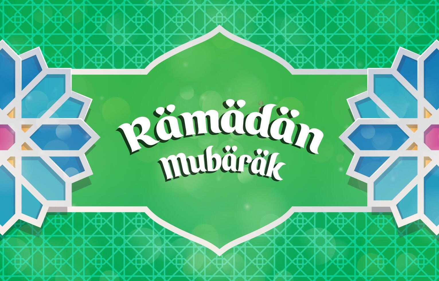 ramadan mubarak 2025 template banner with beautiful islamic ornament with green background design 03 vector
