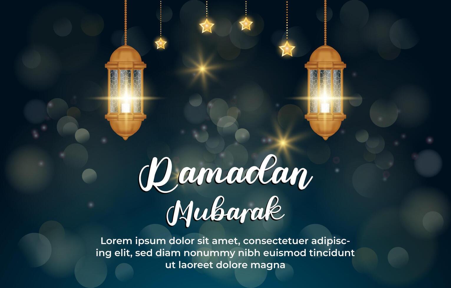ramadan mubarak 2025 template banner with beautiful islamic ornament with blue background design 042 vector