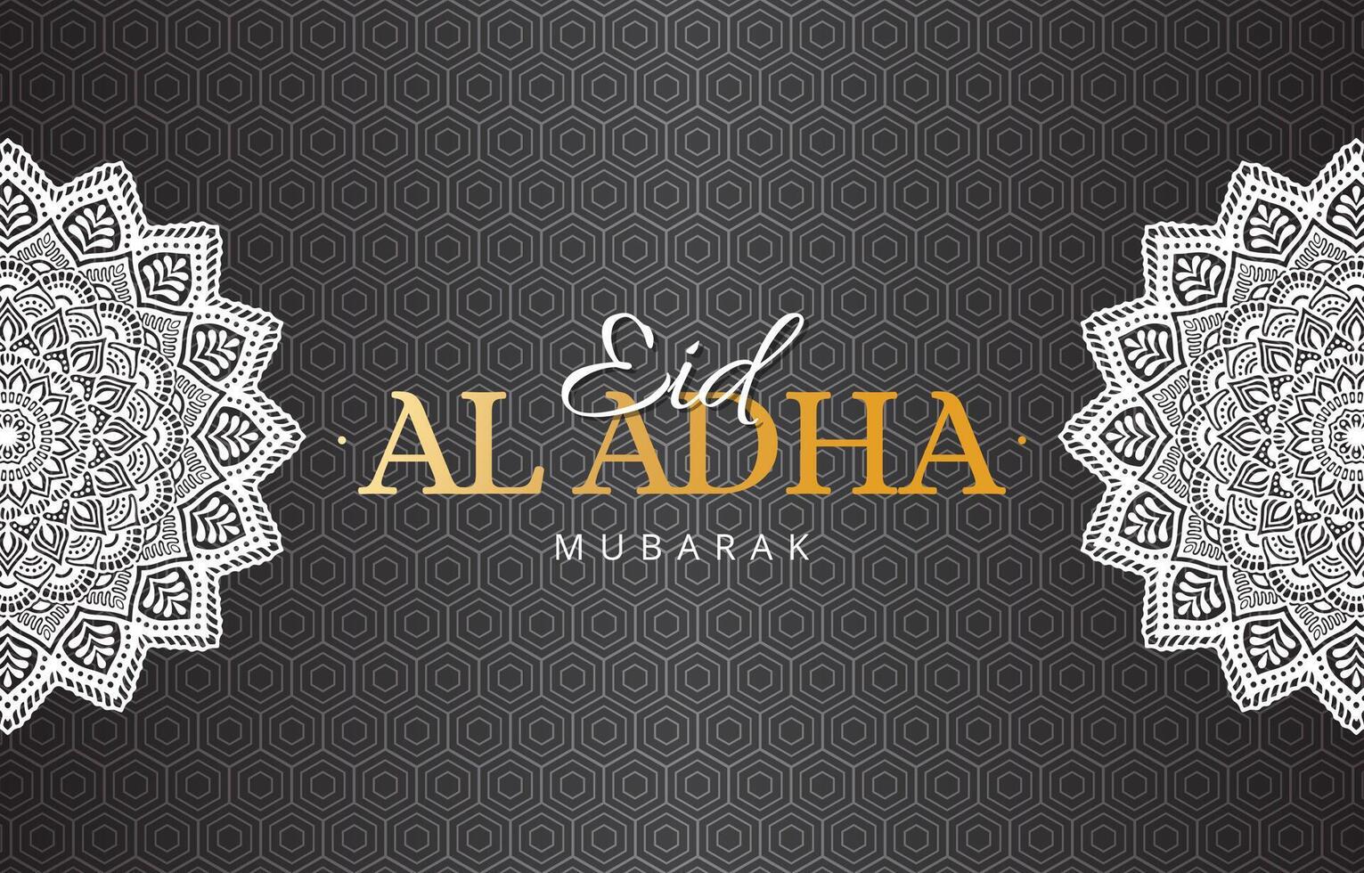 eid al adha template banner with abstract gradient black background design vector