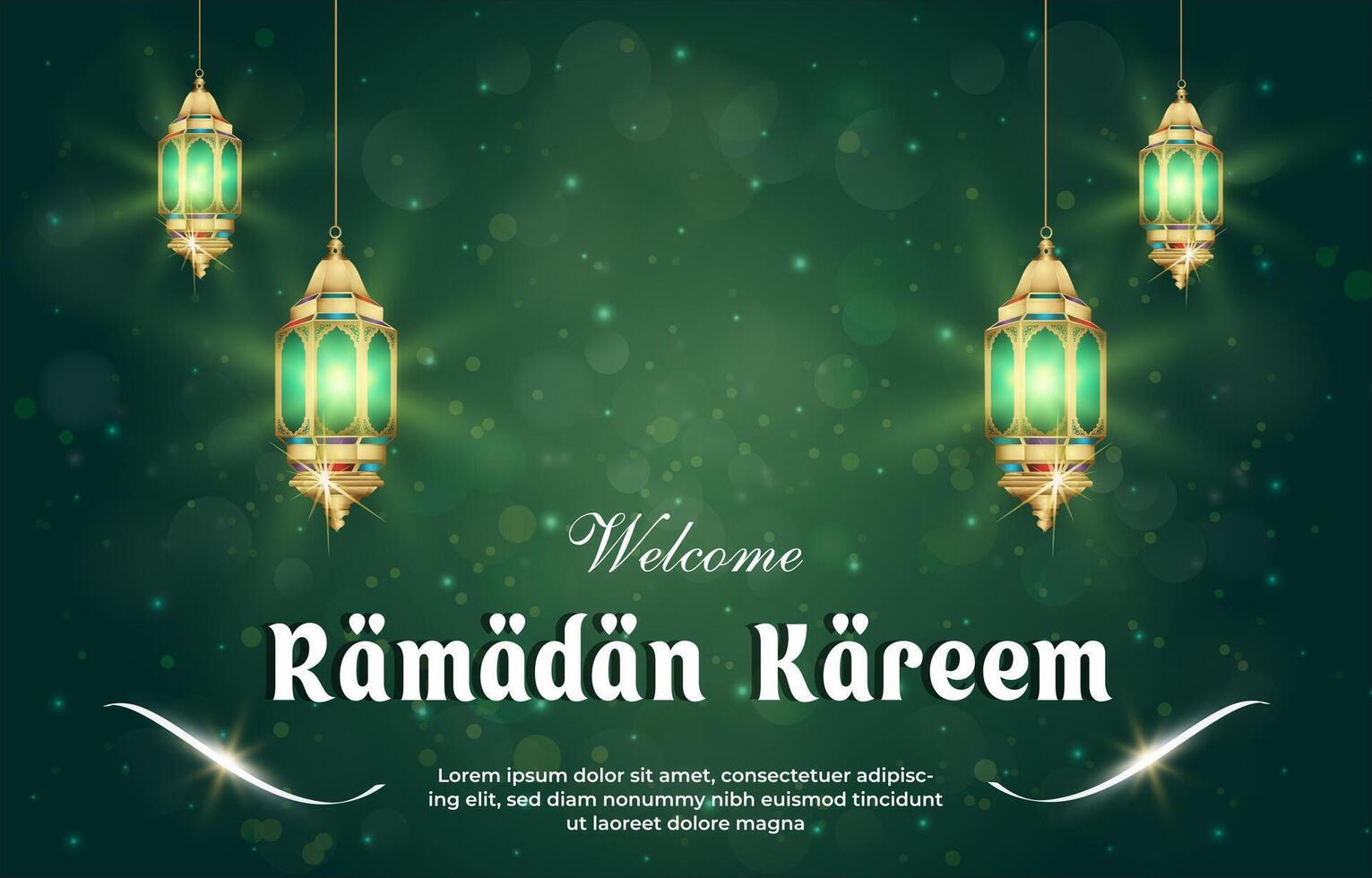 welcome ramadan kareem 2025 template banner with beautiful islamic ornament with green background design 012 vector