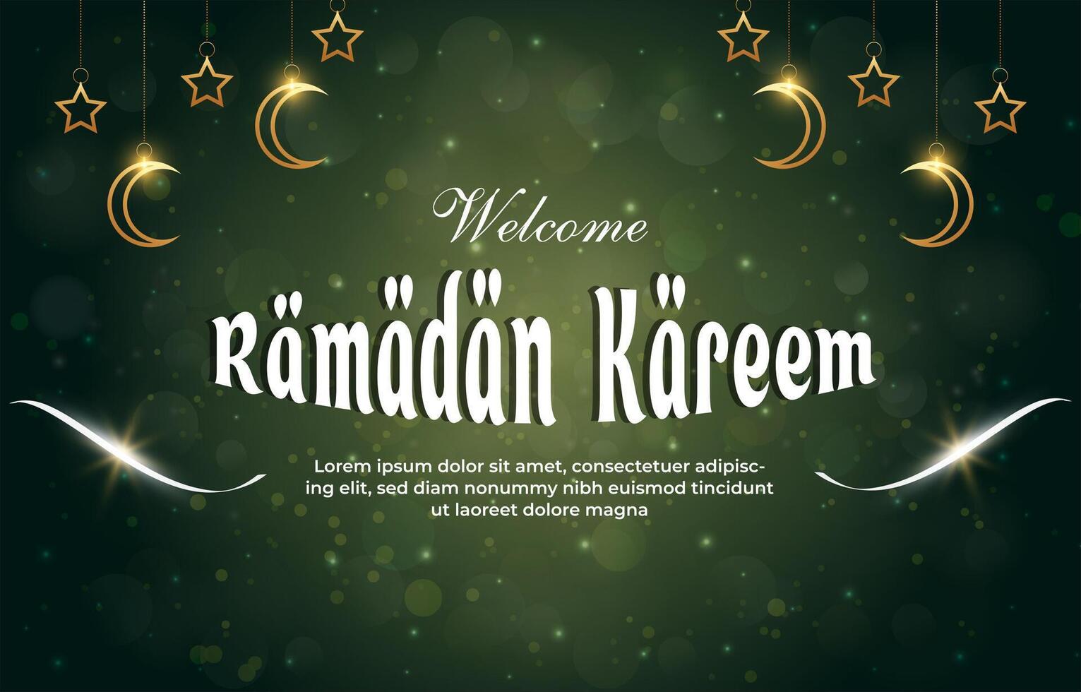welcome ramadan kareem 2025 template banner with beautiful islamic ornament with green background design 013 vector