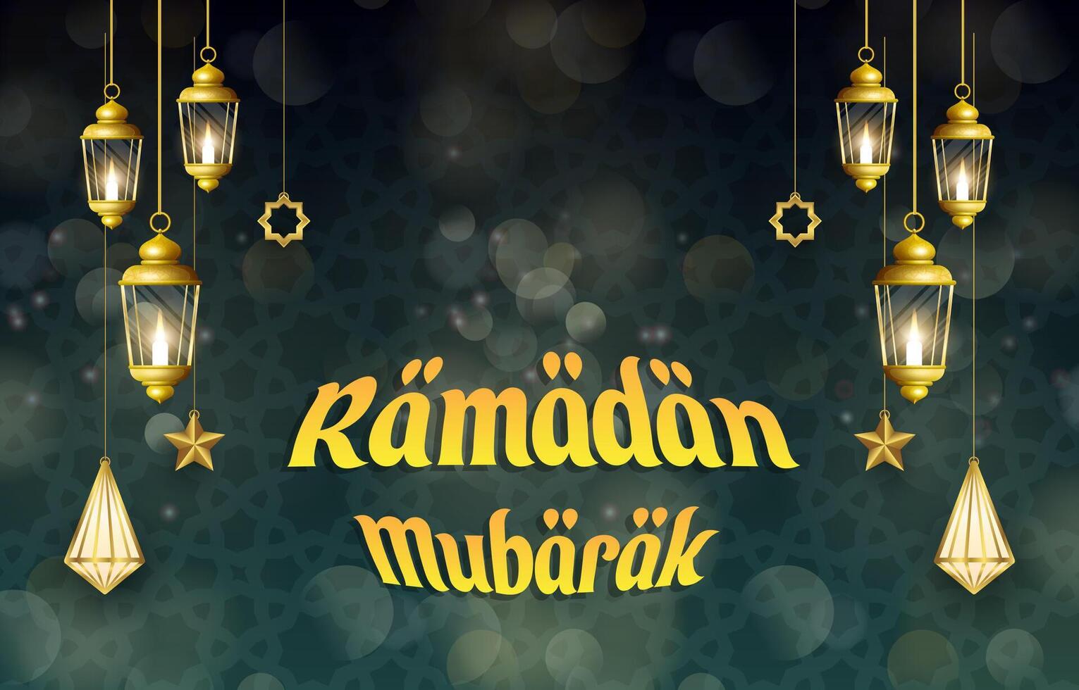 ramadan mubarak 2025 template banner with beautiful islamic ornament with green background design 05 vector