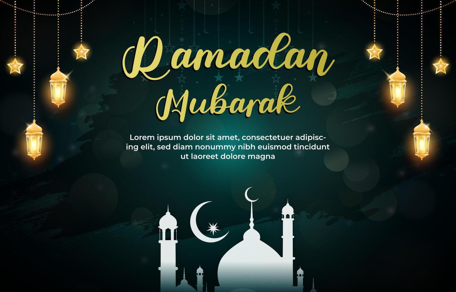 ramadan mubarak 2025 template banner with beautiful islamic ornament with green background design 045 vector