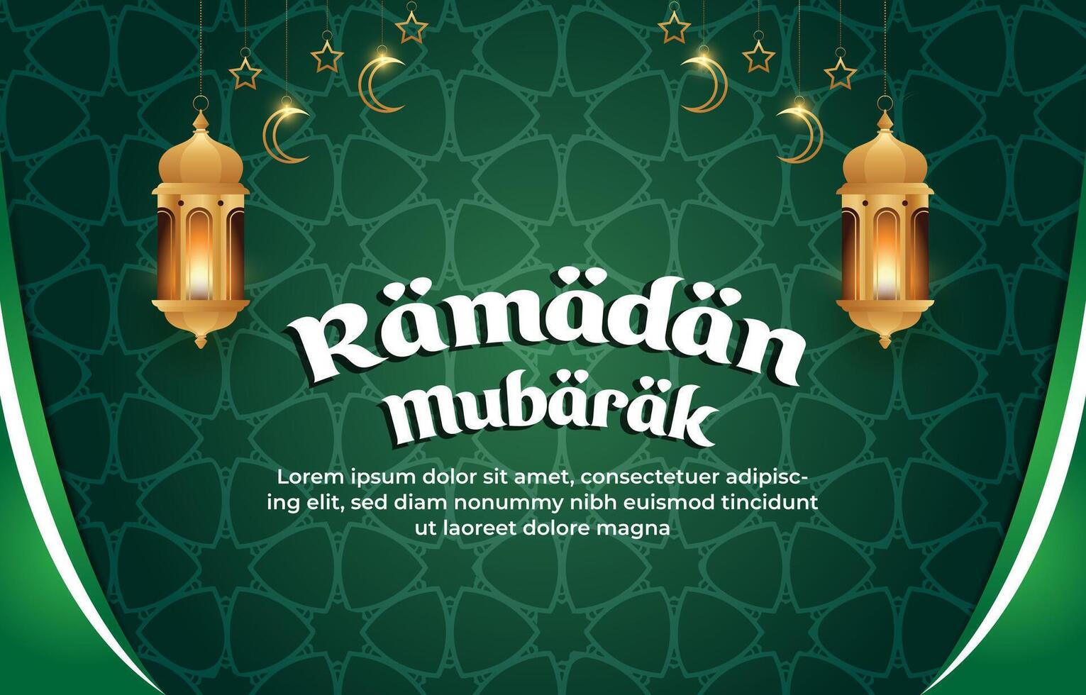 ramadan mubarak 2025 template banner with beautiful islamic ornament with green background design 040 vector