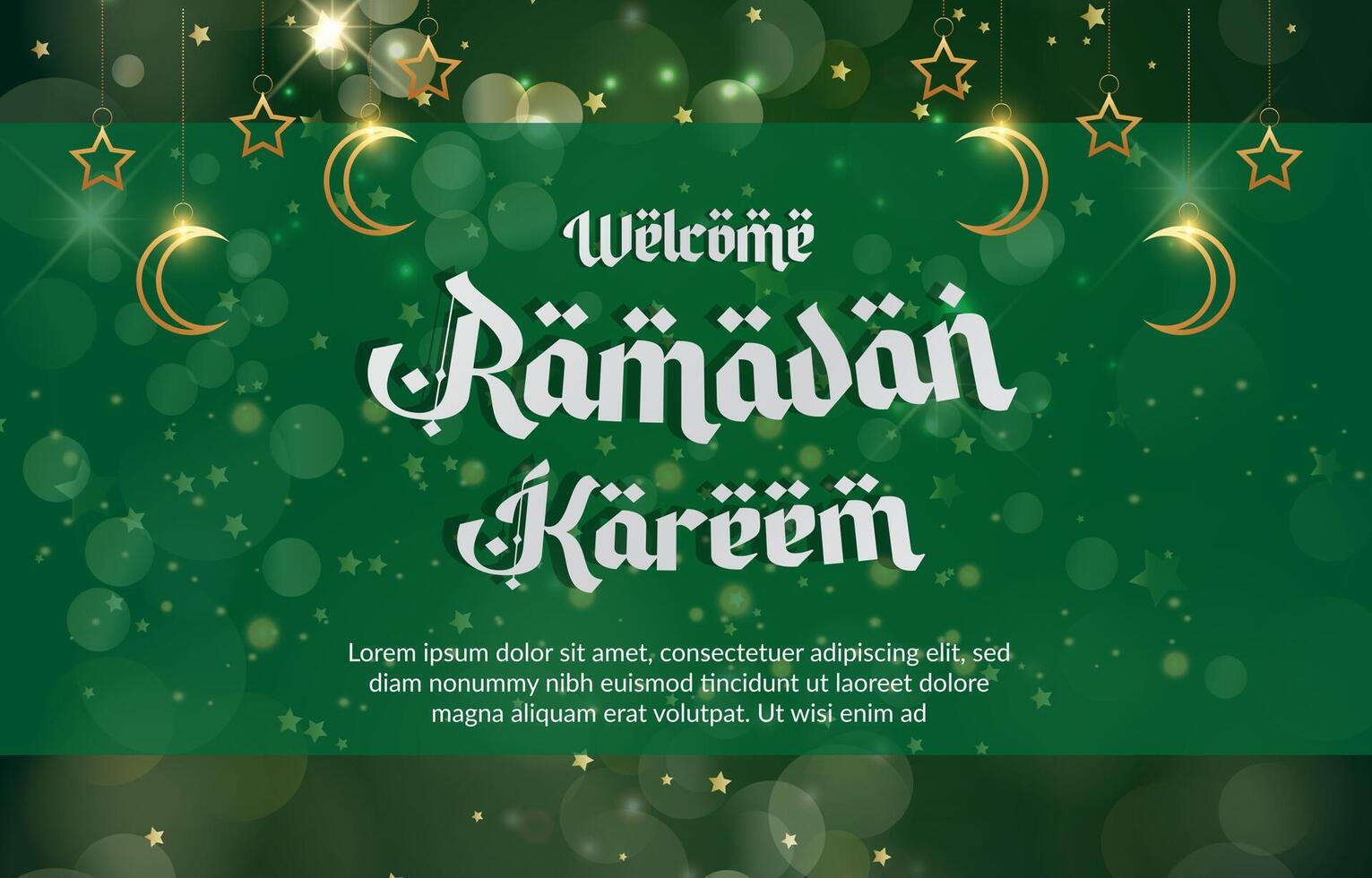 welcome ramadan kareem 2025 template banner with beautiful islamic ornament with green background design 020 vector