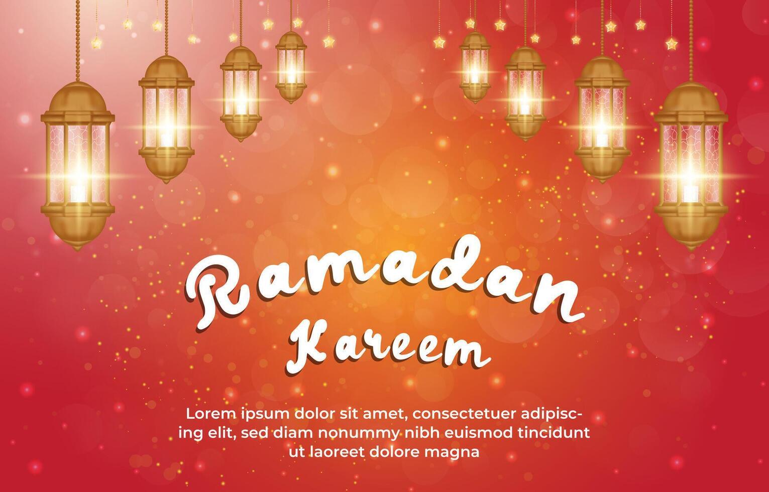 ramadan kareem 2025 template banner with beautiful islamic ornament with red background design 056 vector