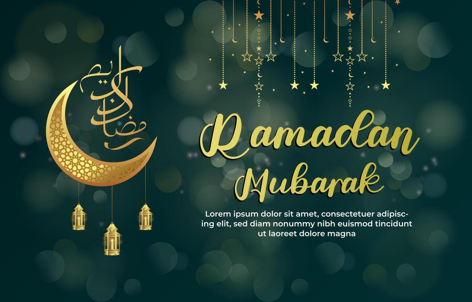 ramadan mubarak 2025 template banner with beautiful islamic ornament with green background design 044 vector