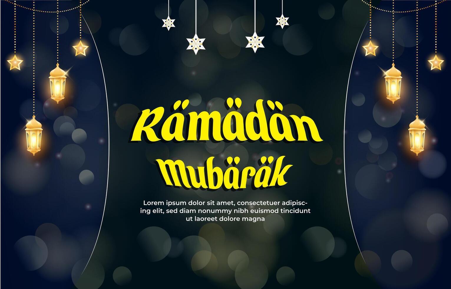 ramadan mubarak 2025 template banner with beautiful islamic ornament with blue background design 035 vector