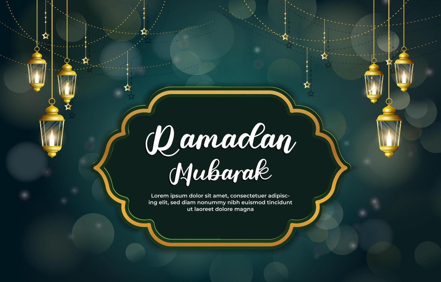 ramadan mubarak 2025 template banner with beautiful islamic ornament with green background design 041 vector