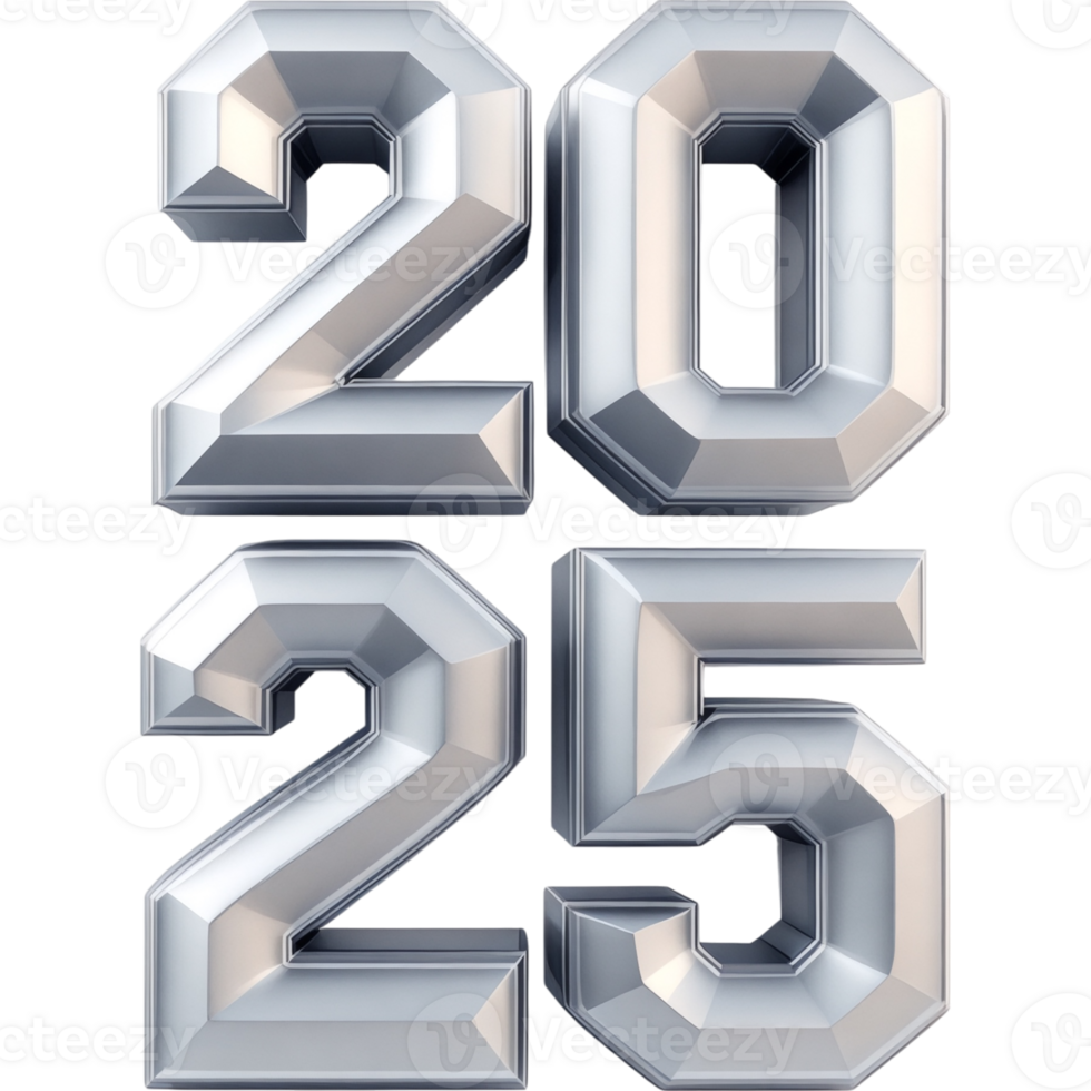 2025 Silver Metallic Numerals Stacked png