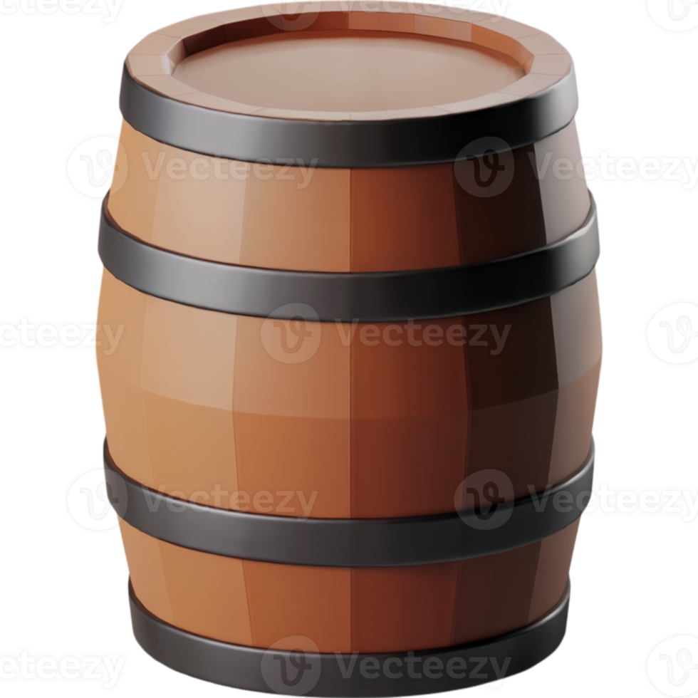 Wooden barrel with a brown color png