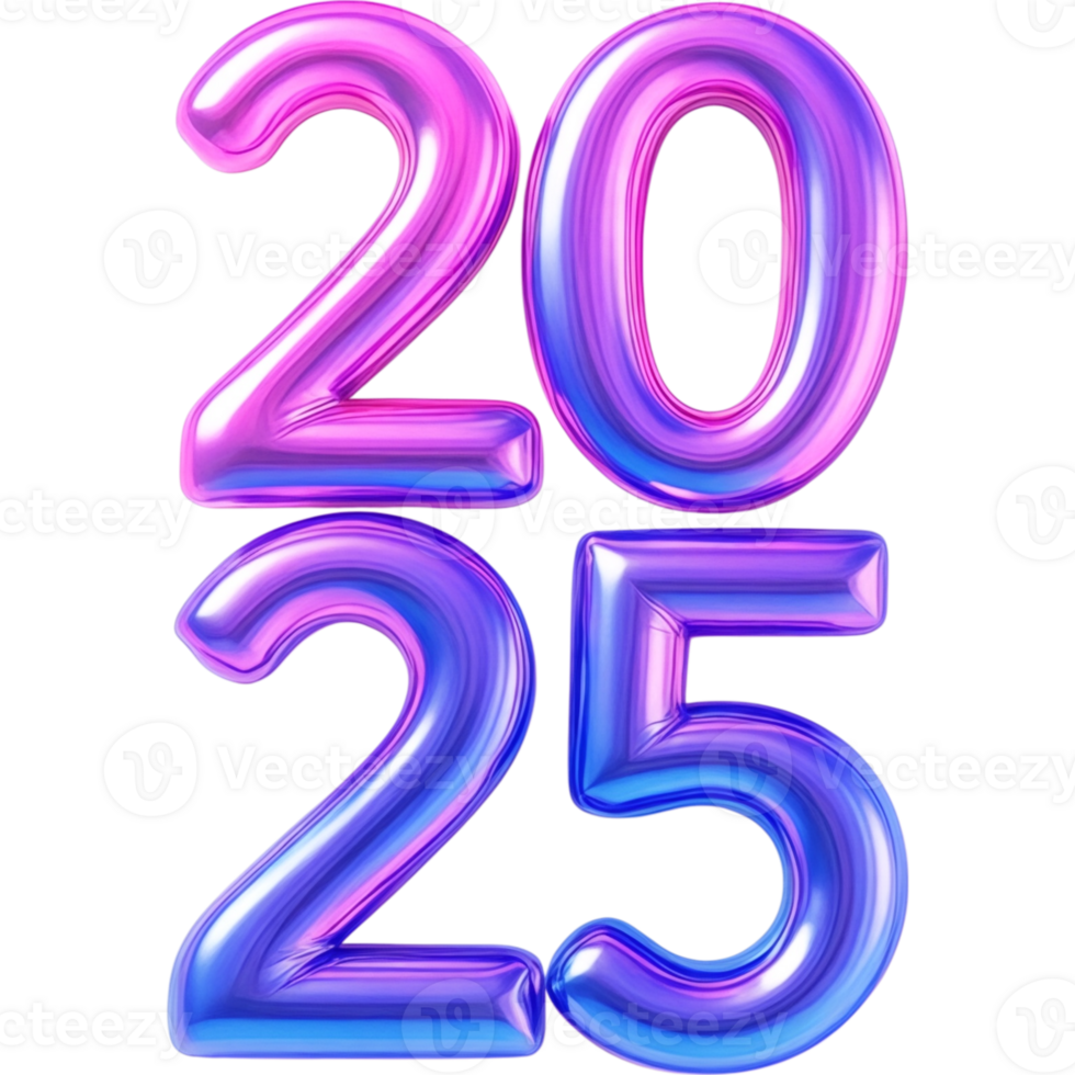 2025 Gradient Purple and Pink Numerals png
