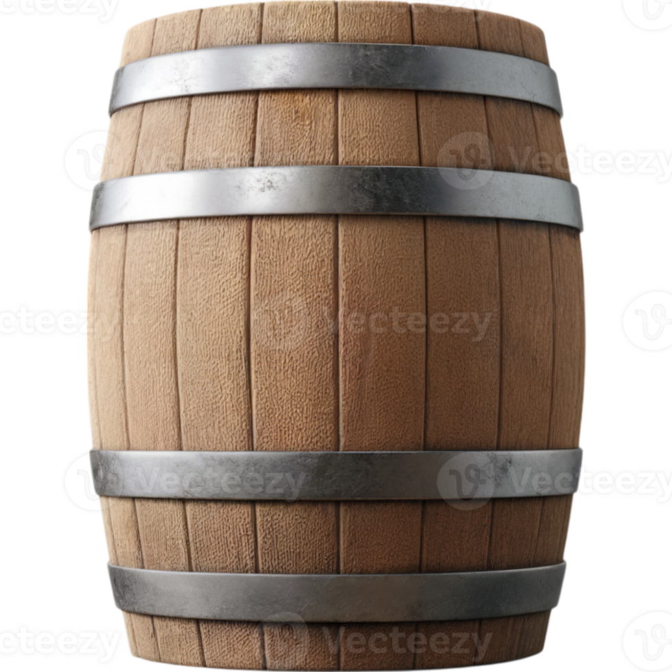 Wooden Barrel Dark Brown Stain png