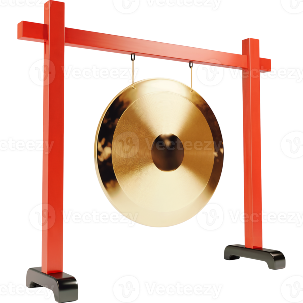 Red and gold Chinese instrument with a red stand png