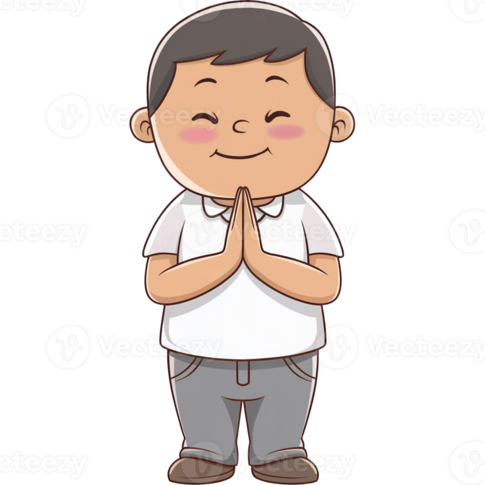 A cartoon boy praying with his hands folded png