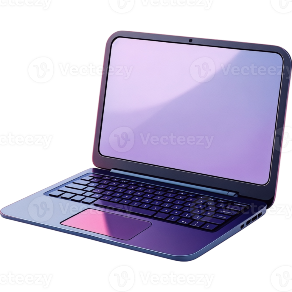 Laptop with a purple screen png