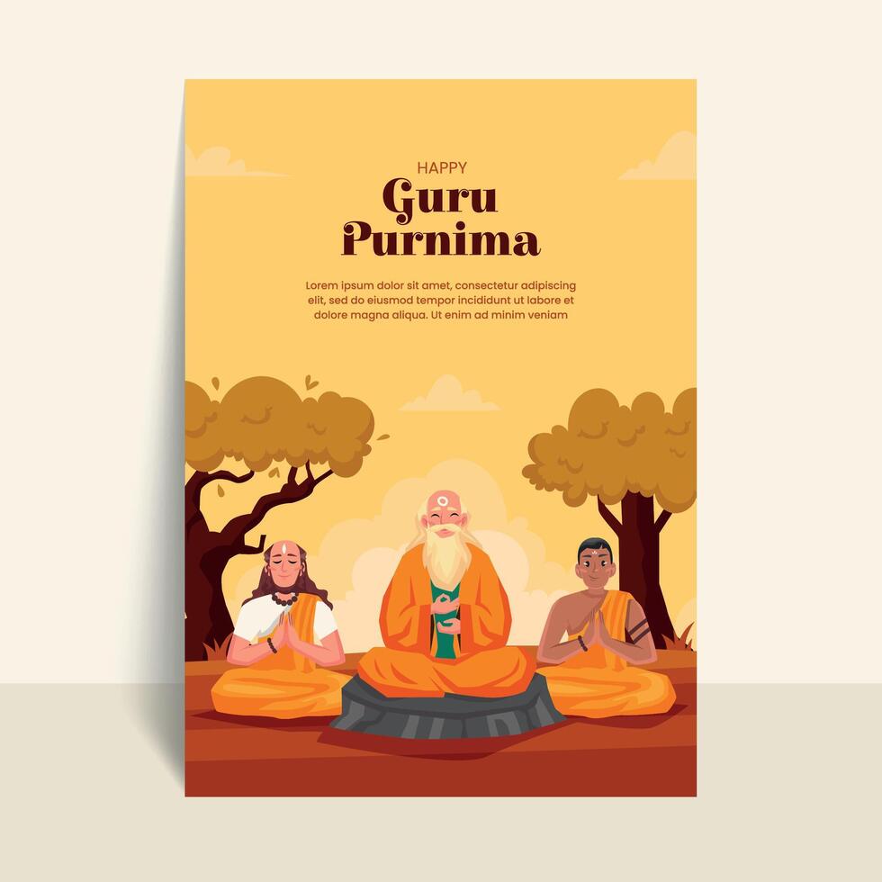 Hand drawn flat guru purnima poster vector
