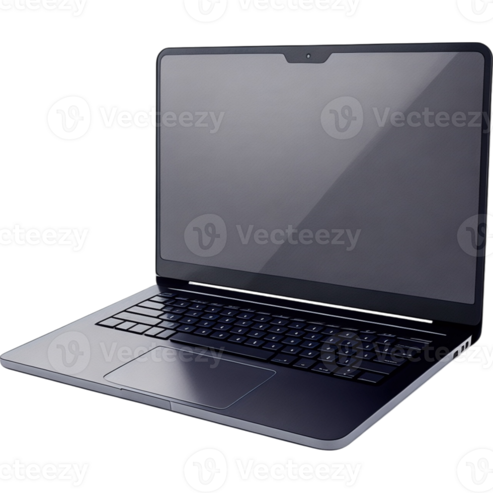 Laptop computer with a black screen 3D png