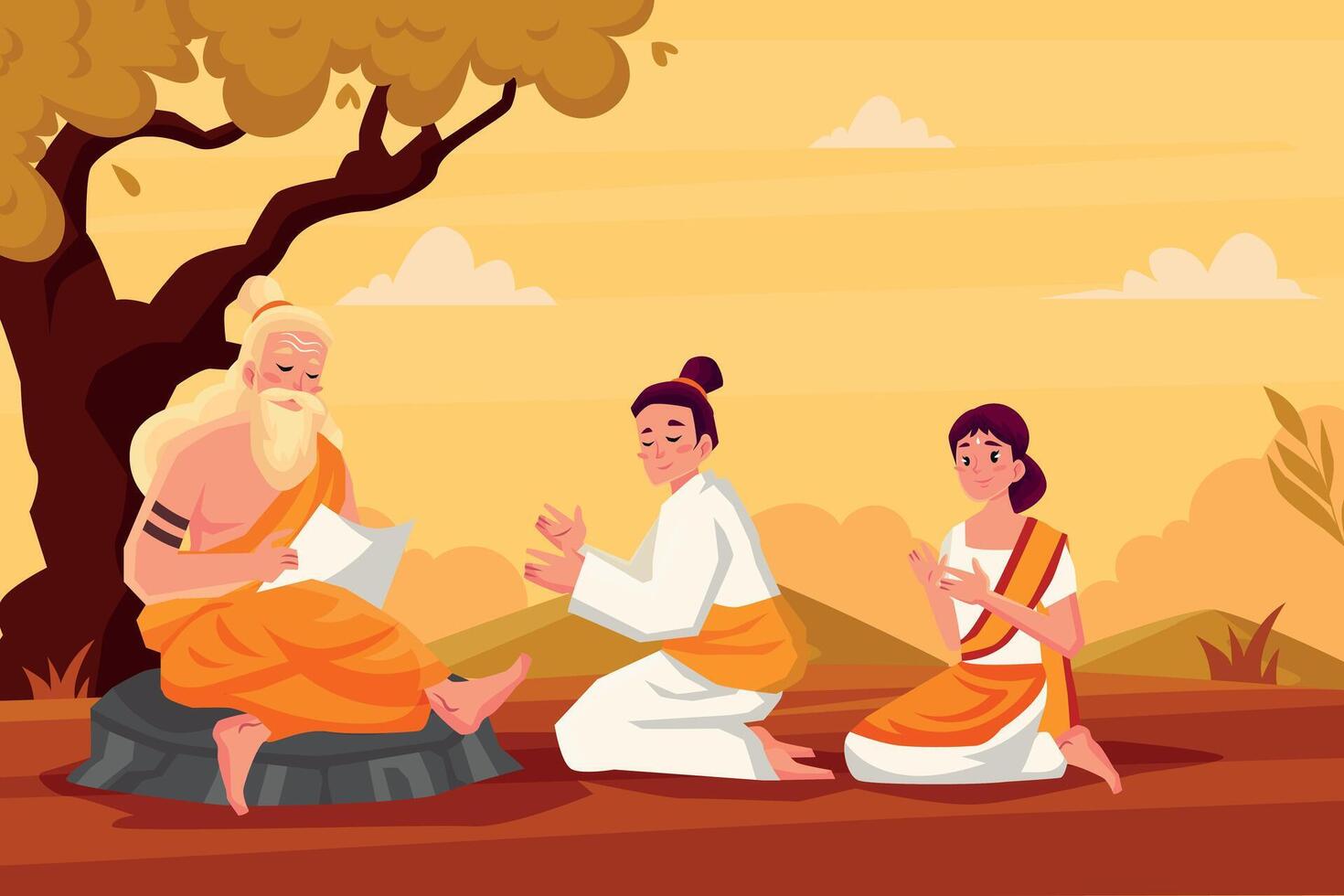 Hand drawn flat guru purnima composition vector