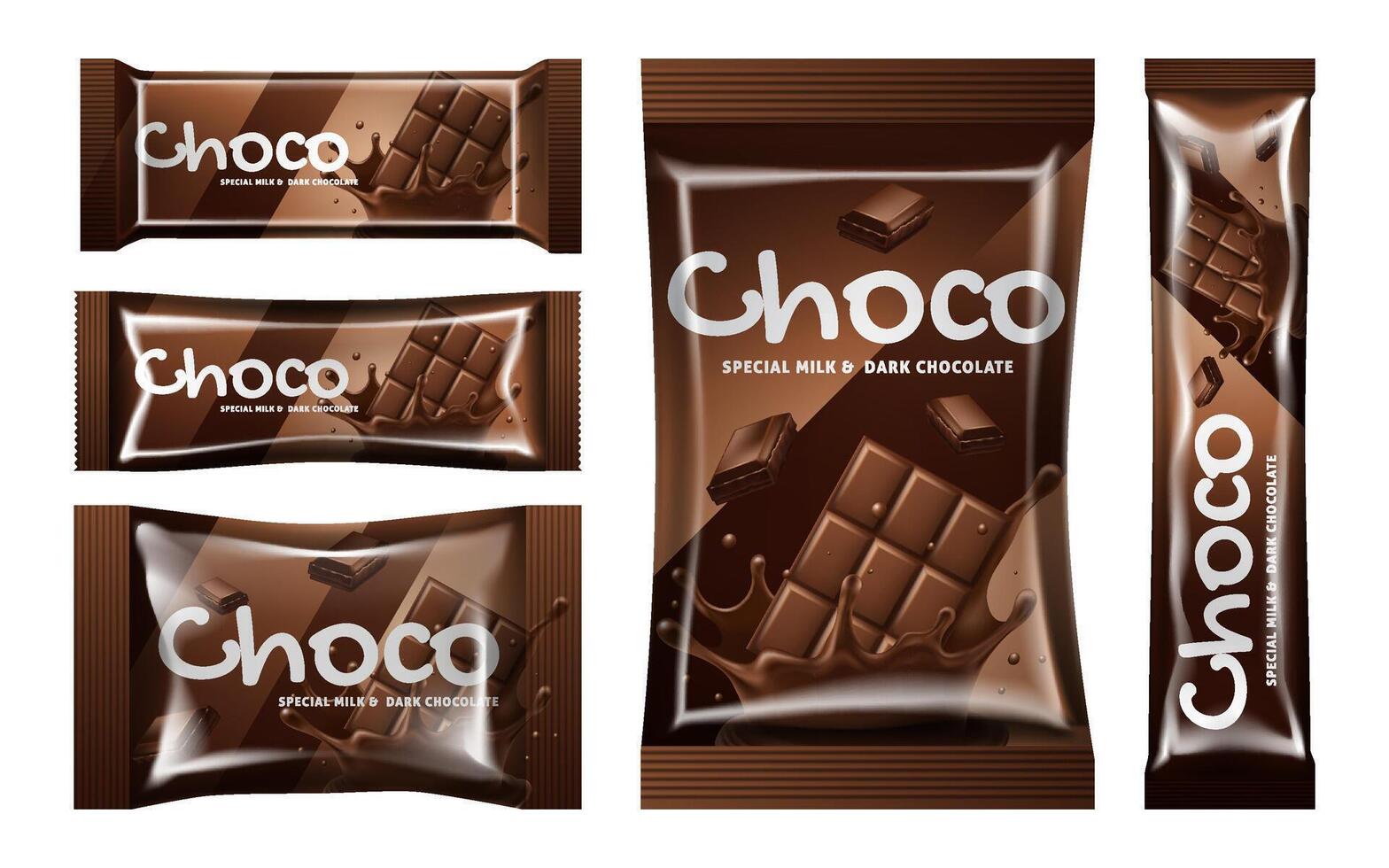Choco Chocolate Bar Packaging Design Set vector