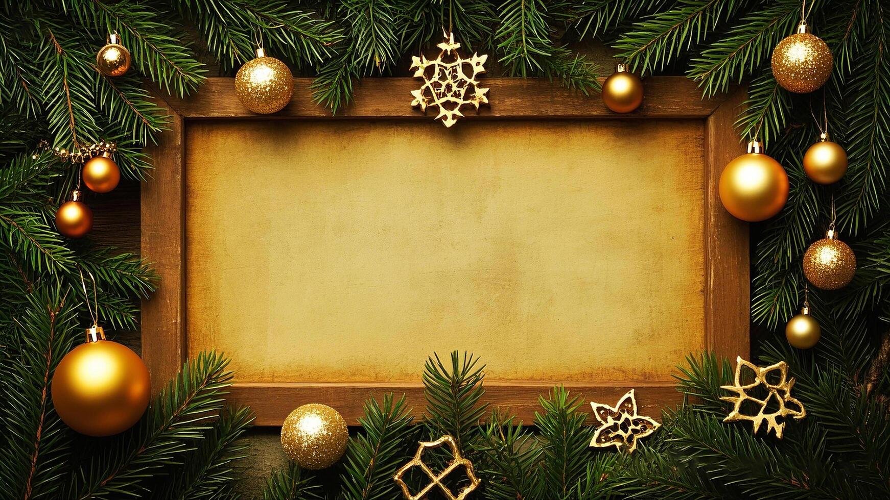 Backround template with wooden background and christmas ornament mockup. New year and xmas photo