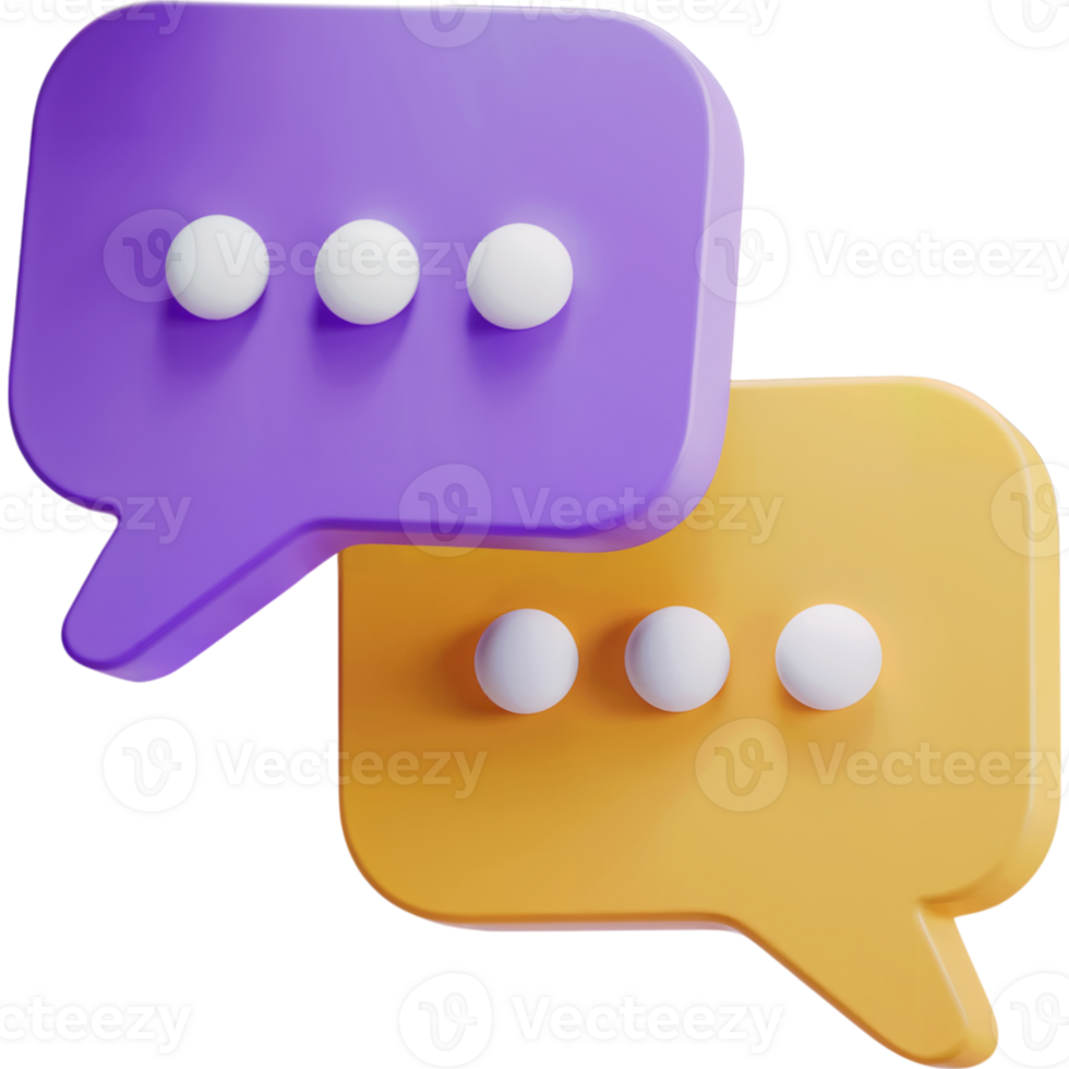 Purple and yellow chat bubbles with three dots png