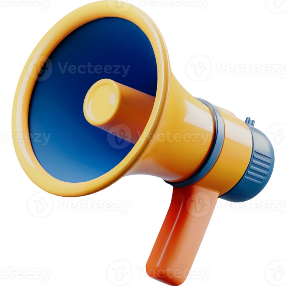 3D yellow and blue megaphone png