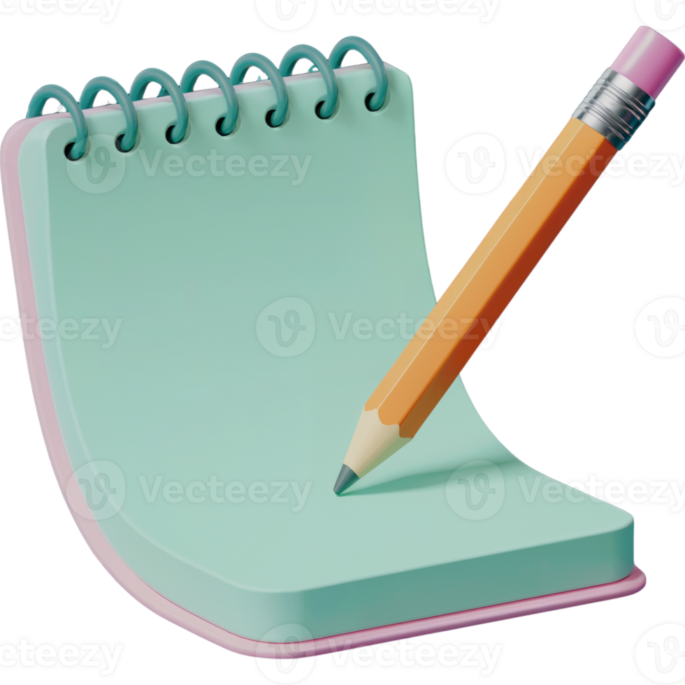 3D green notebook with a blank page png