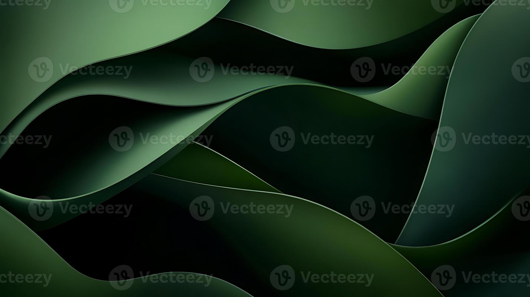 Green abstract background with wavy shapes photo