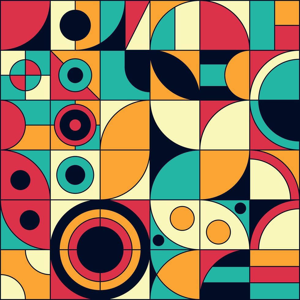 Fun and Vibrant Abstract Retro Geometric Shape Pattern. vector