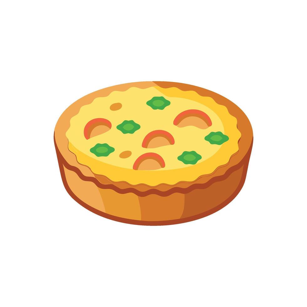 a pie with vegetables on top of it vector