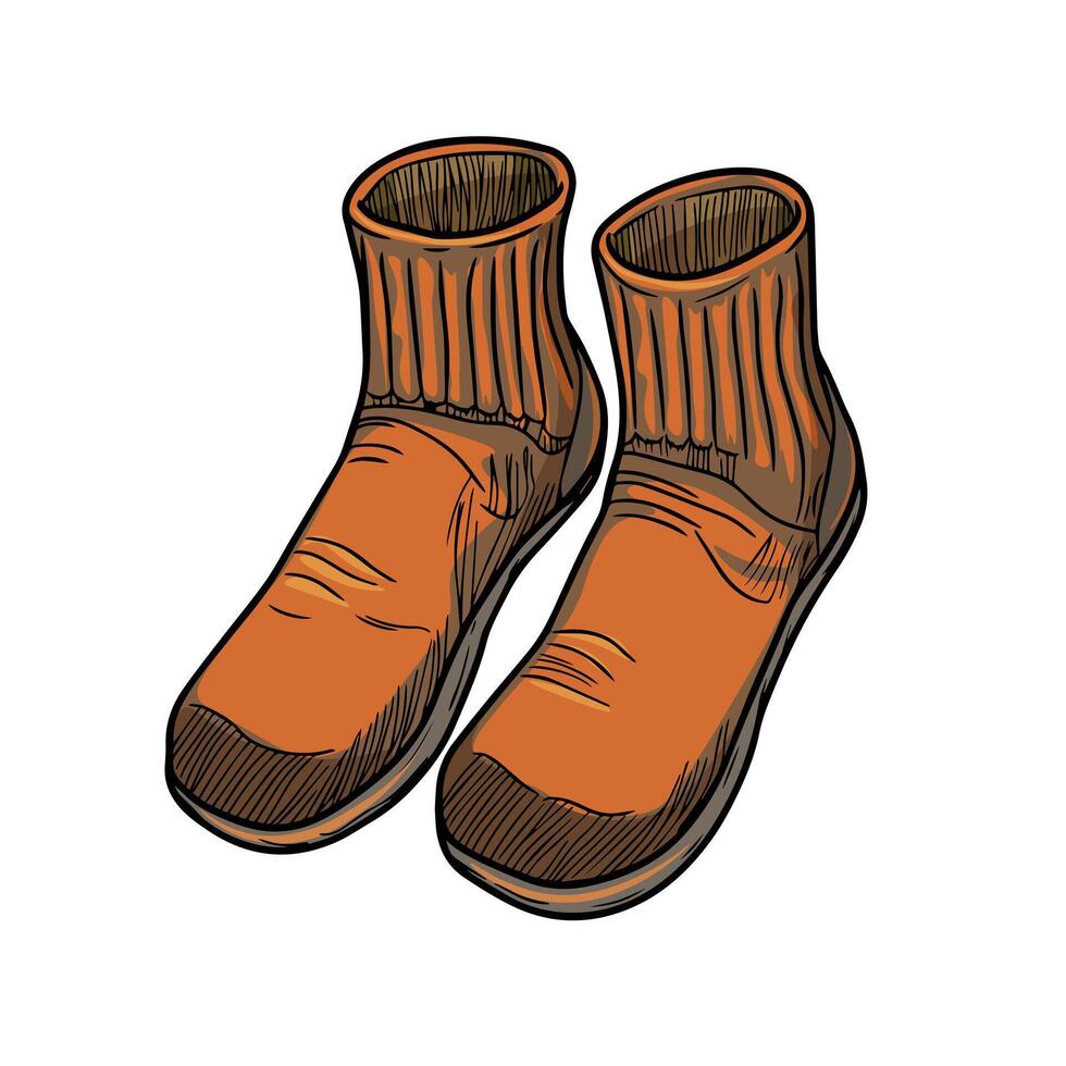 A pair of orange boots on a white background vector