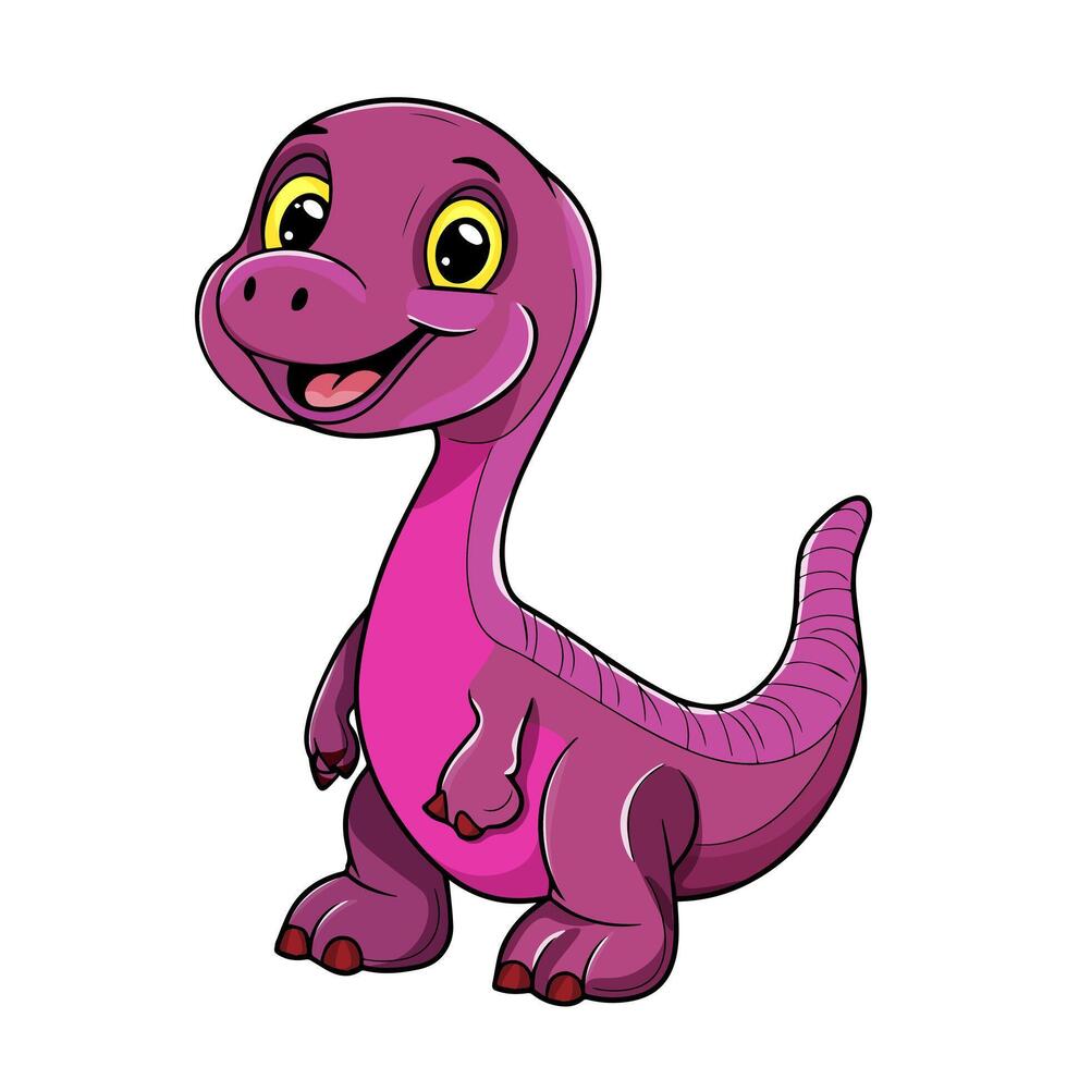 Cartoon purple dinosaur with yellow eyes vector