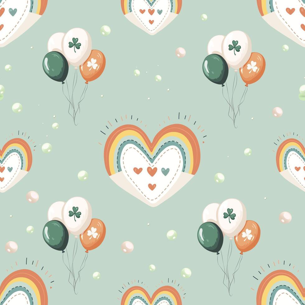A seamless pattern with hearts and balloons vector