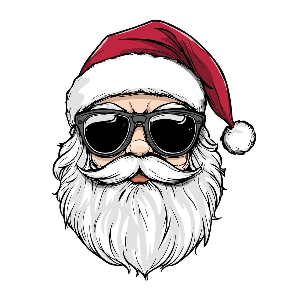 Santa claus with sunglasses and beard vector