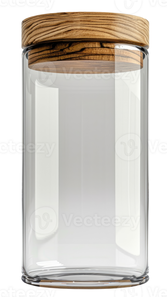 Glass jar with wooden lid png