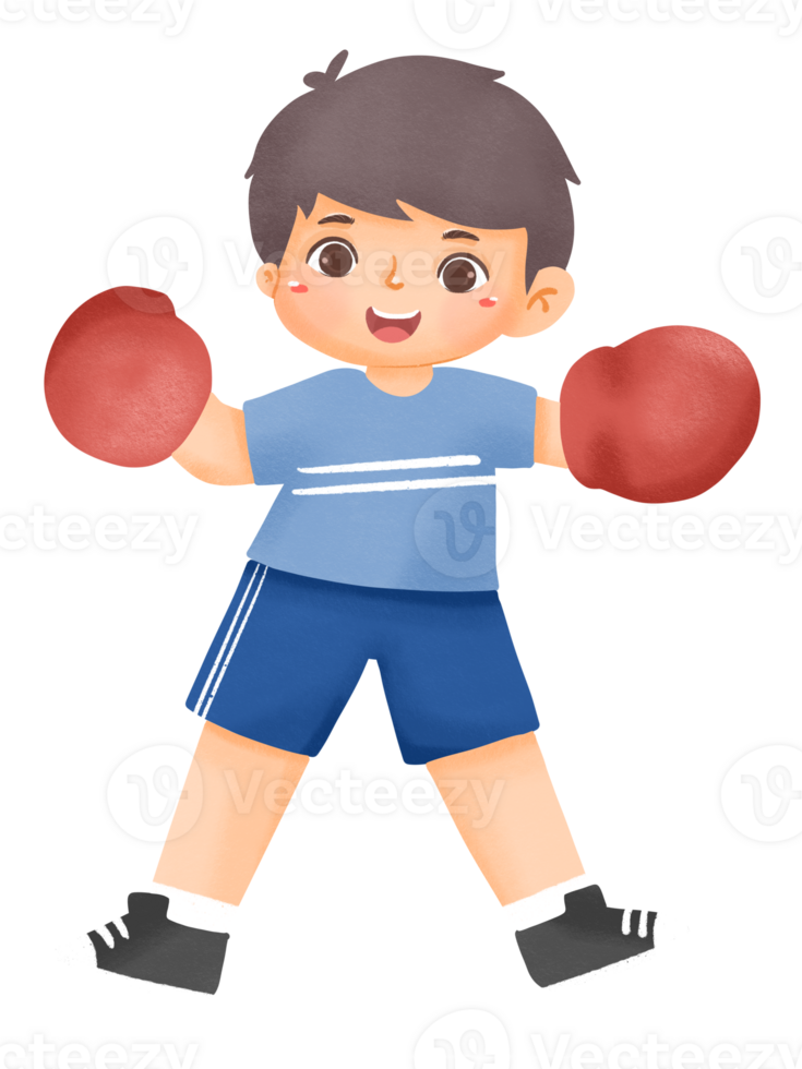Boy with boxing gloves and shorts png