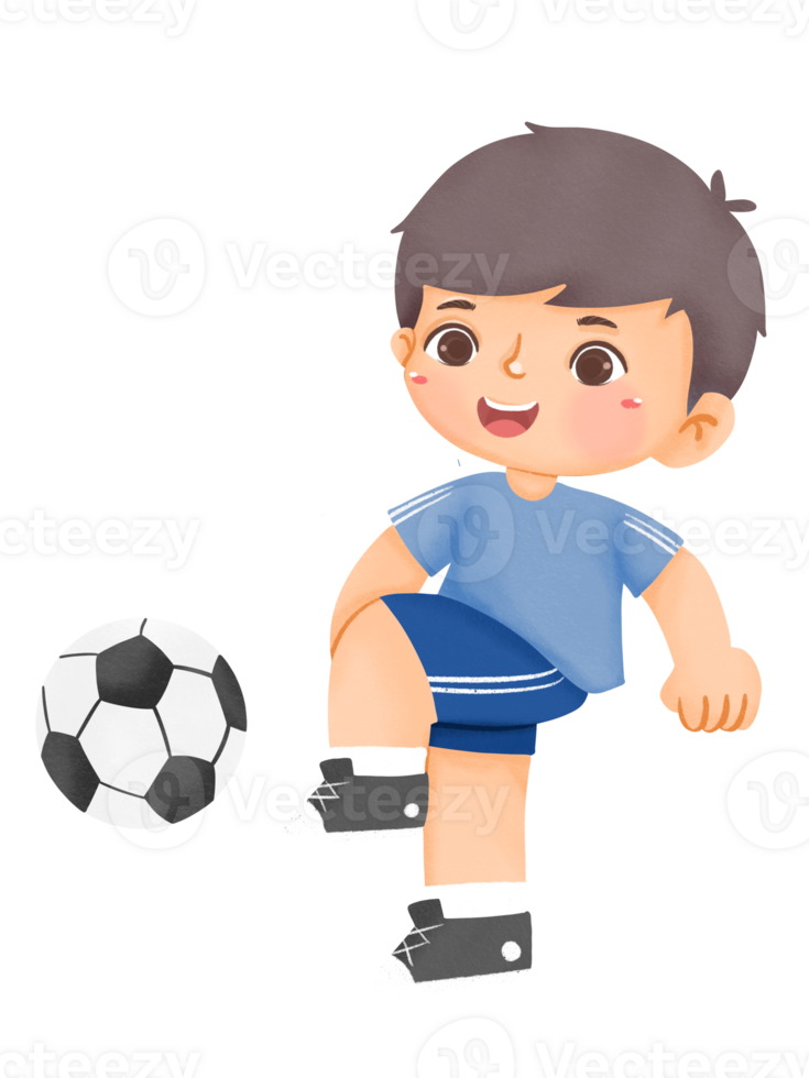 A boy is kicking a soccer ball png
