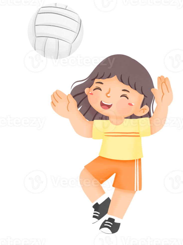 A girl is playing volleyball with a ball png