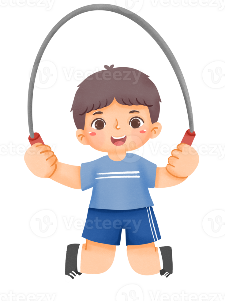 A boy is jumping with a skipping rope png