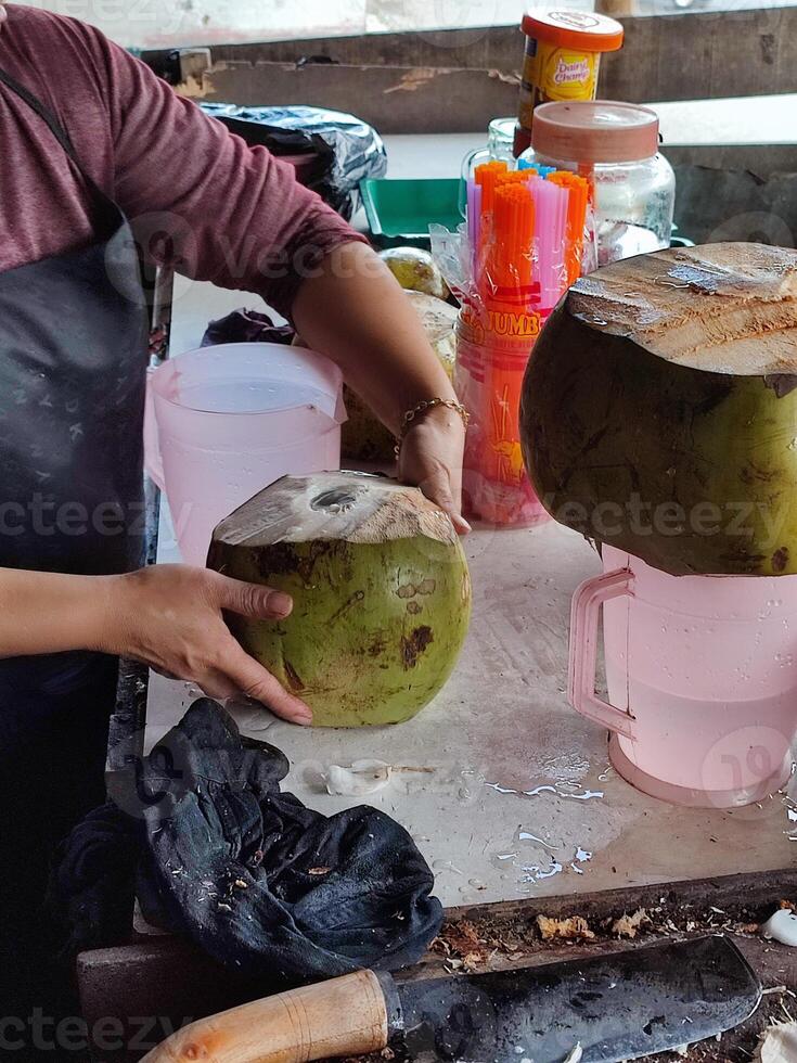 coconut ice seller at the local market. photo