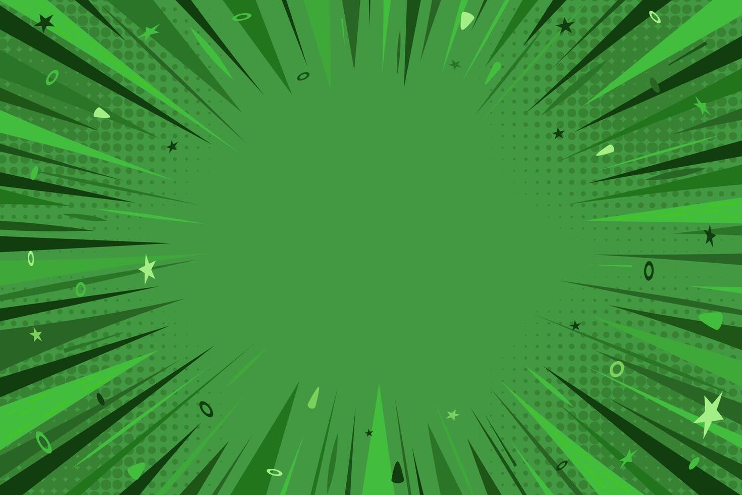 Green comic book background. Modern creative pop art halftone style background with stars and decorative circles vector