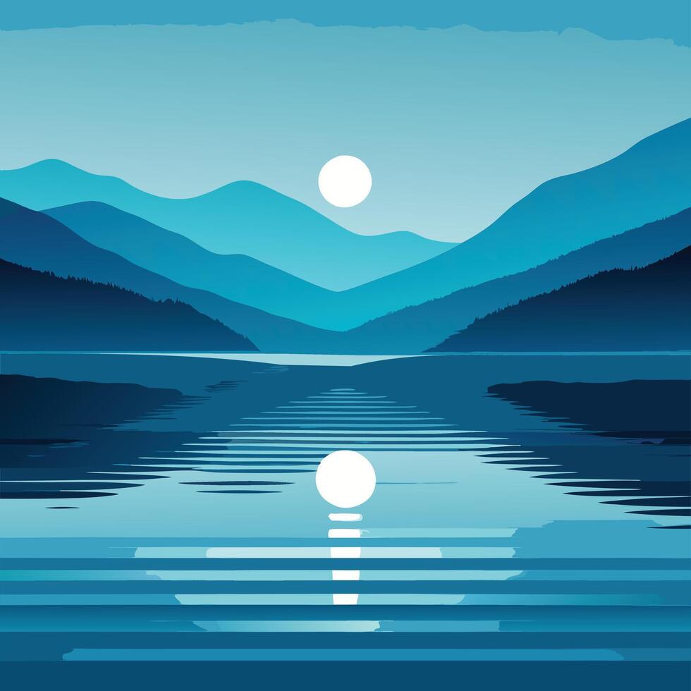 Serene Landscape Illustration with Atmospheric Details vector